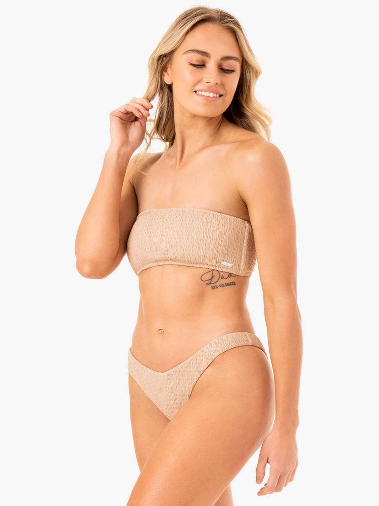 Stroje Kąpielowe Damskie Ryderwear Women Swimwear Paradise V Bikini Bottom Brązowe | PL1491SO