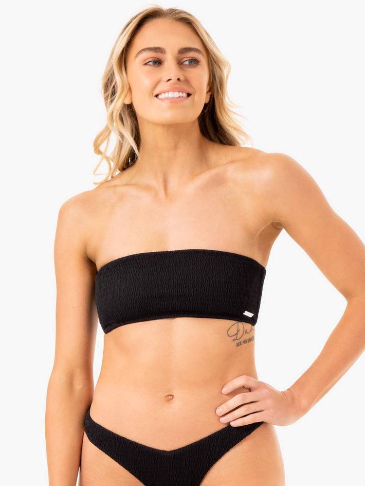 Stroje Kąpielowe Damskie Ryderwear Women Swimwear Paradise Bandeau Bikini Top Czarne | PL1493FM