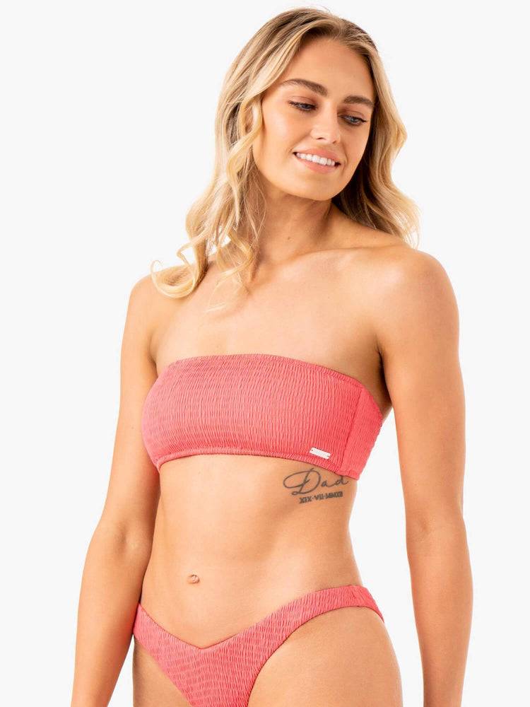 Stroje Kąpielowe Damskie Ryderwear Women Swimwear Paradise Bandeau Bikini Top Koralowe | PL1496JJ