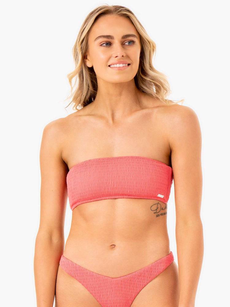 Stroje Kąpielowe Damskie Ryderwear Women Swimwear Paradise Bandeau Bikini Top Koralowe | PL1496JJ