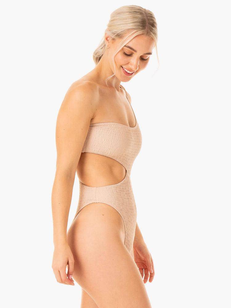 Stroje Kąpielowe Damskie Ryderwear Women Swimwear Paradise Cut Out One Piece Brązowe | PL1499ZG