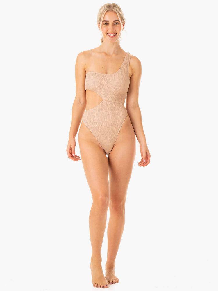 Stroje Kąpielowe Damskie Ryderwear Women Swimwear Paradise Cut Out One Piece Brązowe | PL1499ZG