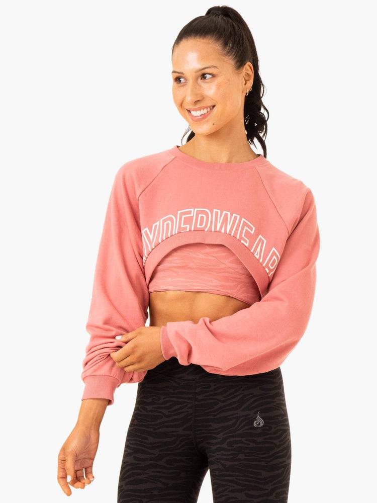 Swetry Damskie Ryderwear Women Sweaters Emerge Super Crop Różowe | PL1500XF