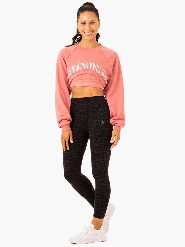 Swetry Damskie Ryderwear Women Sweaters Emerge Super Crop Różowe | PL1500XF