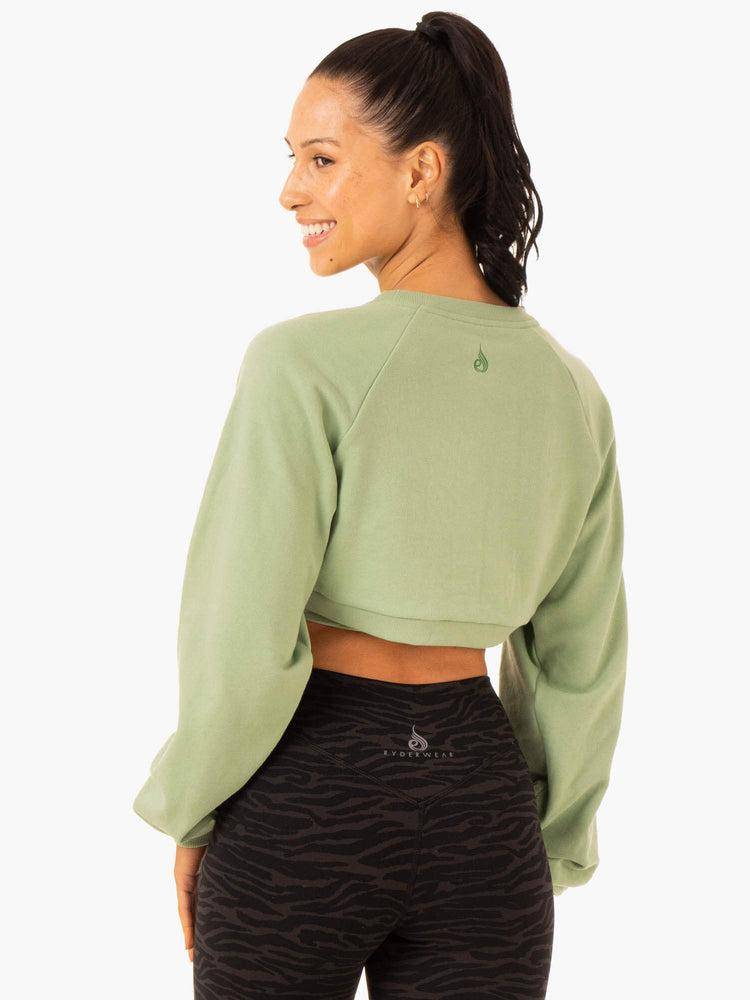 Swetry Damskie Ryderwear Women Sweaters Emerge Super Crop Zielone | PL1501CE