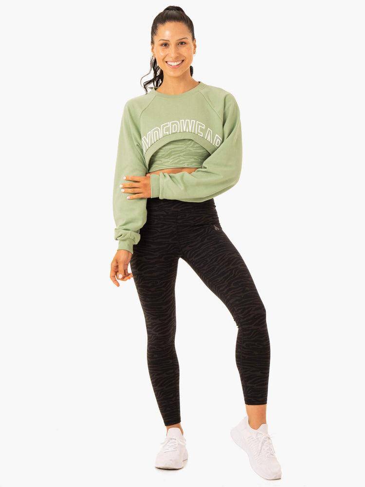 Swetry Damskie Ryderwear Women Sweaters Emerge Super Crop Zielone | PL1501CE