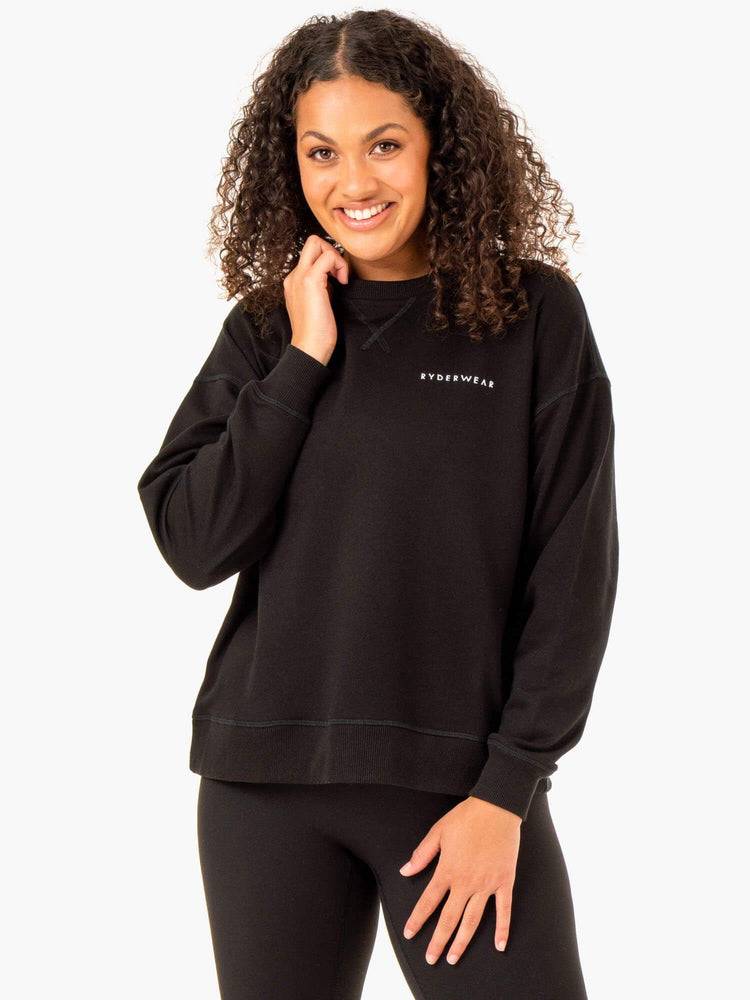 Swetry Damskie Ryderwear Women Sweaters Recover Lekkie Czarne | PL1513IS