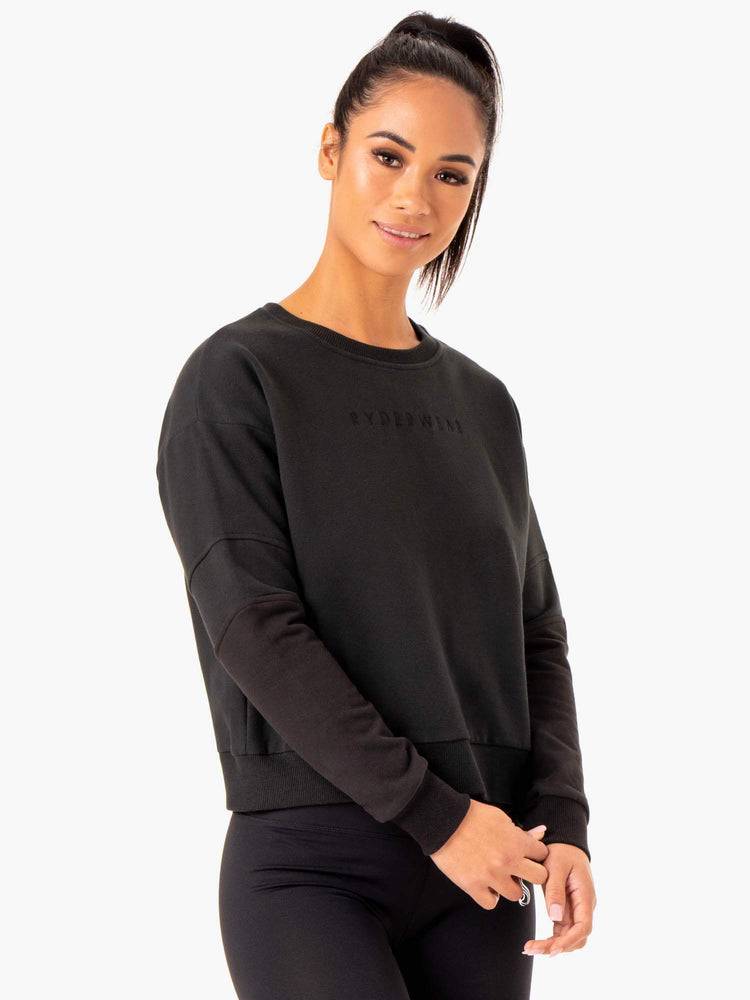 Swetry Damskie Ryderwear Women Sweaters Hybryd Pullover Jumper Czarne Szare | PL1520GL