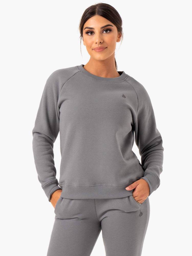 Swetry Damskie Ryderwear Women Sweaters Adapt Boyfriend Szare | PL1522JJ