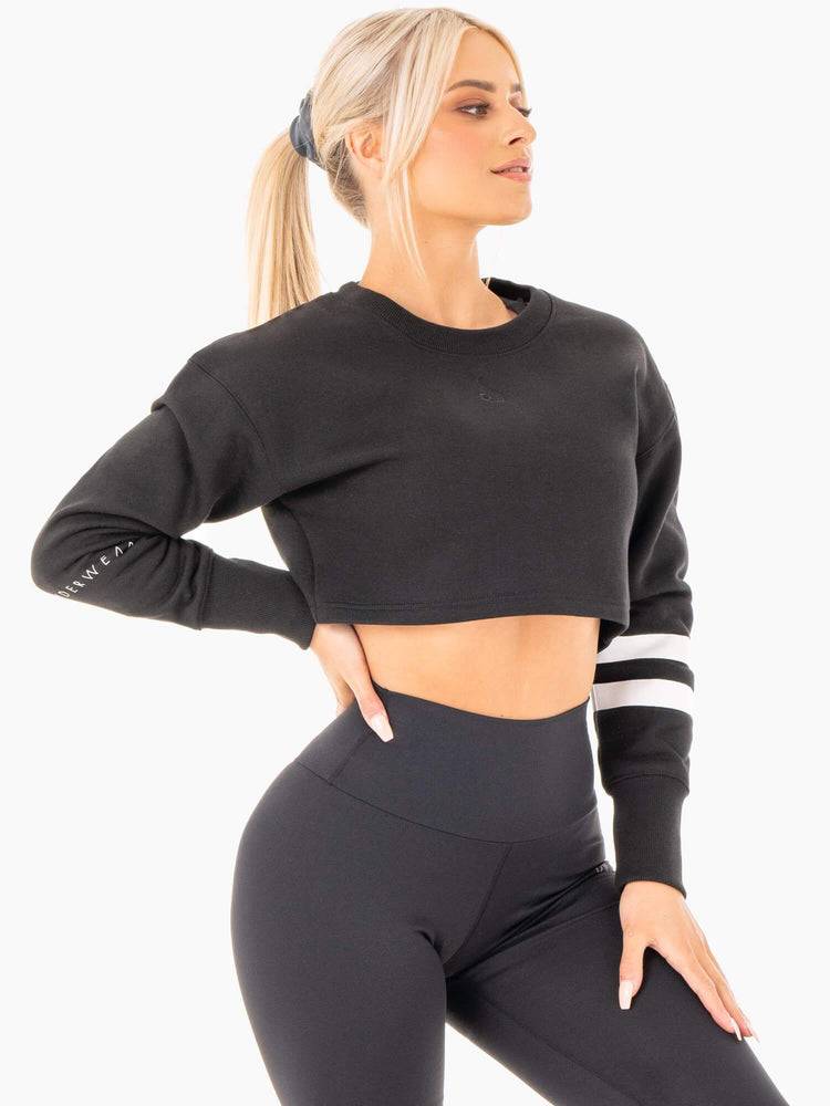 Swetry Damskie Ryderwear Women Sweaters Motion Cropped Czarne | PL1526XF