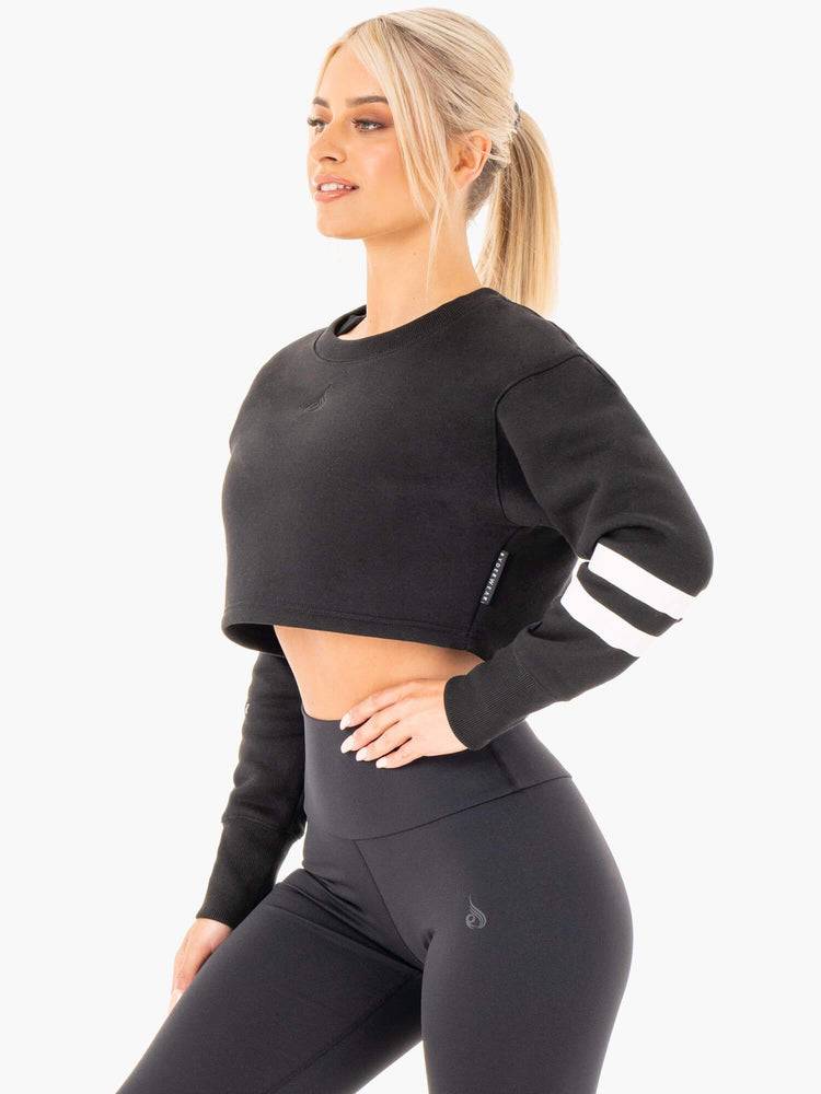 Swetry Damskie Ryderwear Women Sweaters Motion Cropped Czarne | PL1526XF