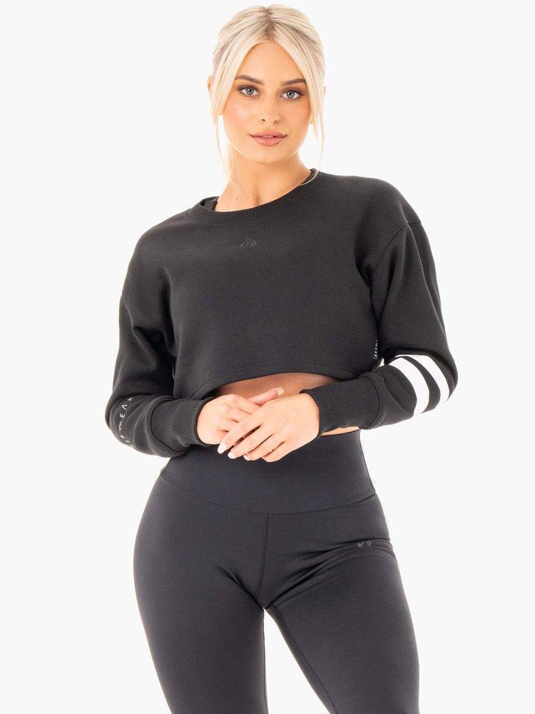 Swetry Damskie Ryderwear Women Sweaters Motion Cropped Czarne | PL1526XF