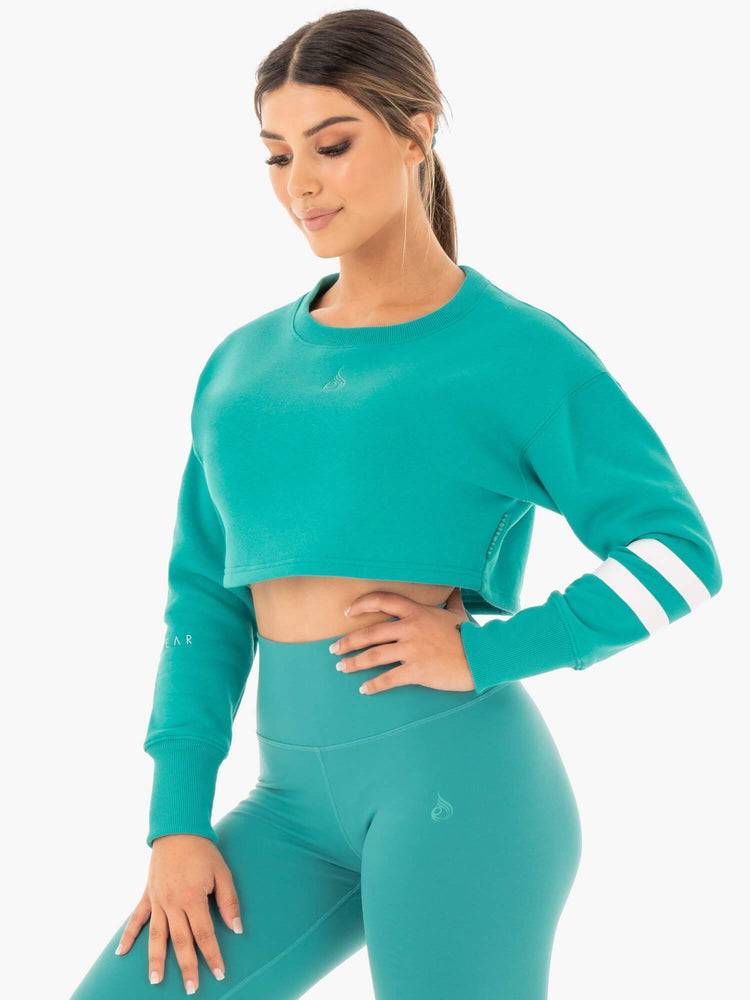 Swetry Damskie Ryderwear Women Sweaters Motion Cropped Turkusowe | PL1528VD