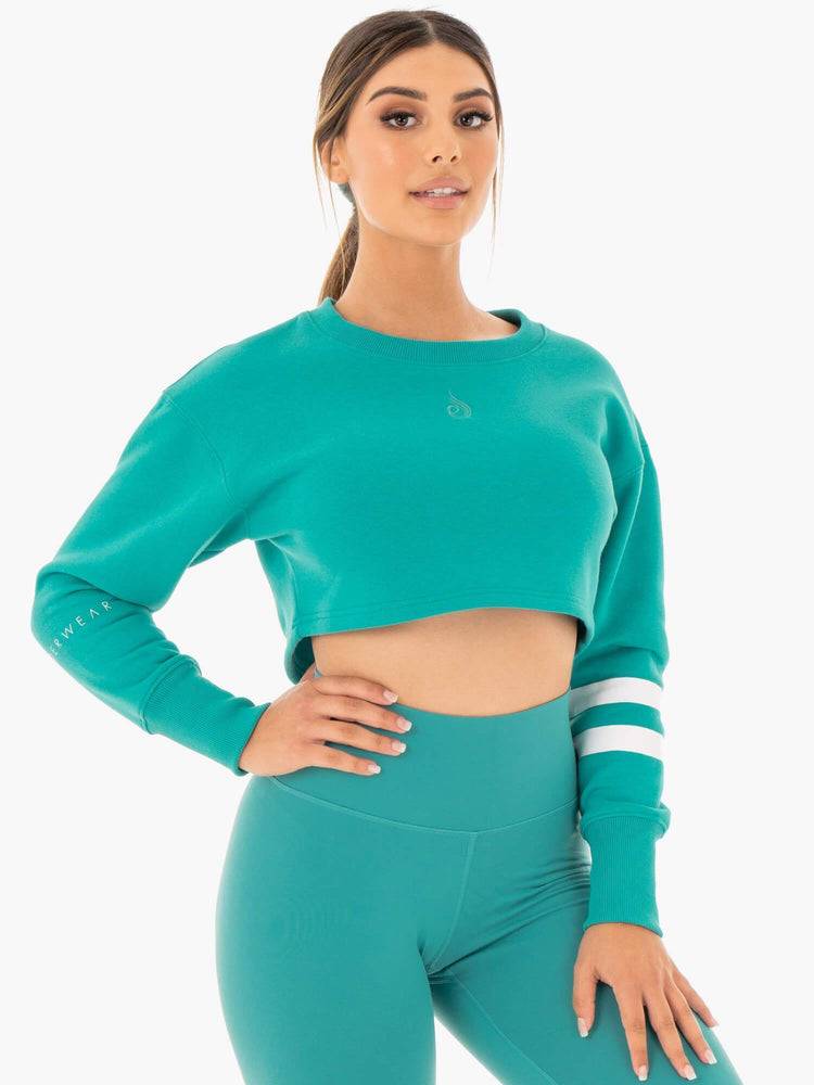 Swetry Damskie Ryderwear Women Sweaters Motion Cropped Turkusowe | PL1528VD