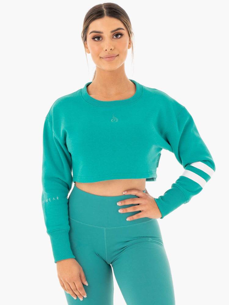 Swetry Damskie Ryderwear Women Sweaters Motion Cropped Turkusowe | PL1528VD