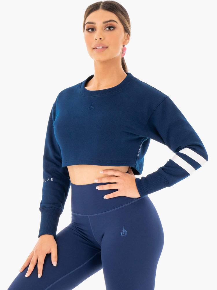 Swetry Damskie Ryderwear Women Sweaters Motion Cropped Granatowe | PL1529BC