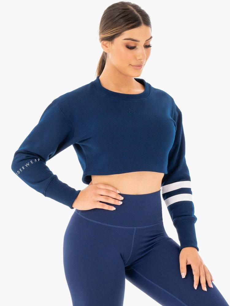 Swetry Damskie Ryderwear Women Sweaters Motion Cropped Granatowe | PL1529BC