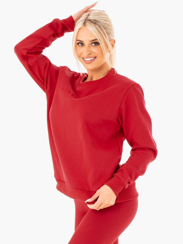 Swetry Damskie Ryderwear Women Sweaters Motion Oversized Czerwone | PL1540OR