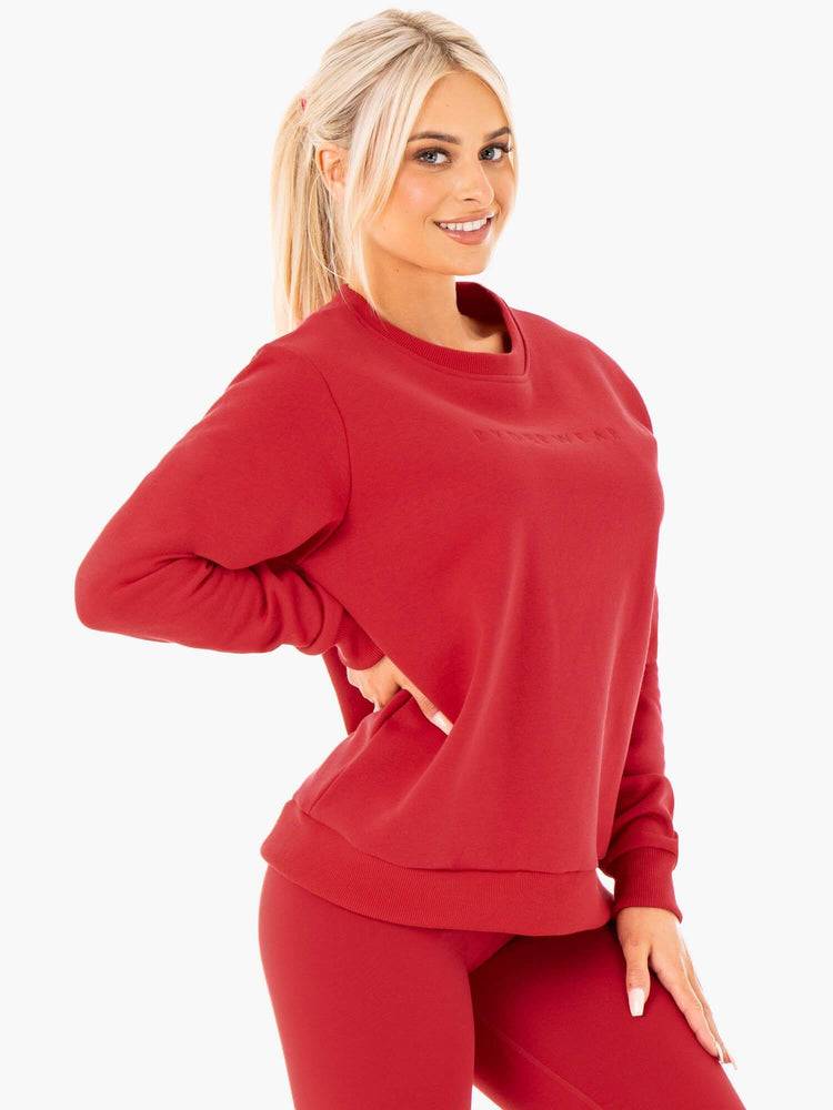 Swetry Damskie Ryderwear Women Sweaters Motion Oversized Czerwone | PL1540OR