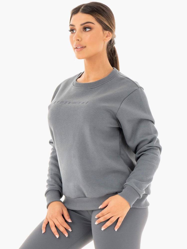 Swetry Damskie Ryderwear Women Sweaters Motion Oversized Szare | PL1541PQ