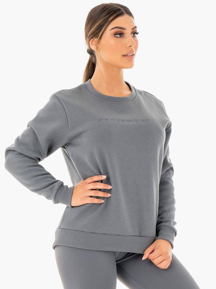 Swetry Damskie Ryderwear Women Sweaters Motion Oversized Szare | PL1541PQ