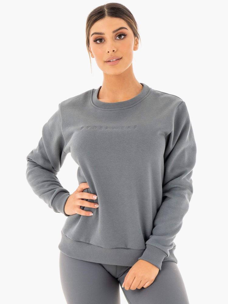 Swetry Damskie Ryderwear Women Sweaters Motion Oversized Szare | PL1541PQ