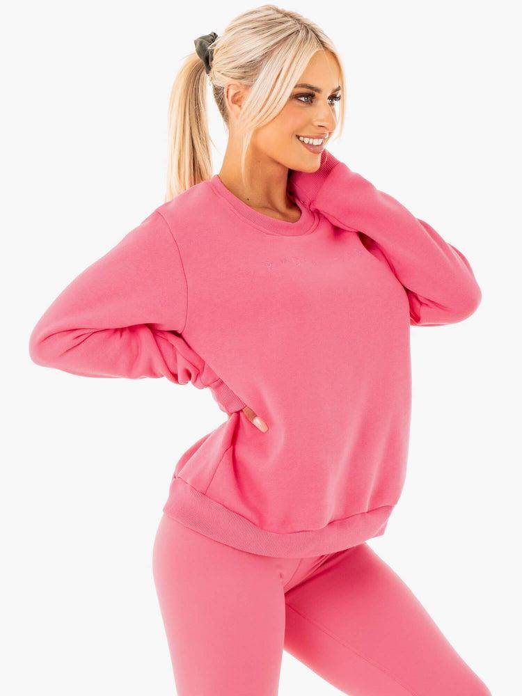 Swetry Damskie Ryderwear Women Sweaters Motion Oversized Różowe | PL1542AP