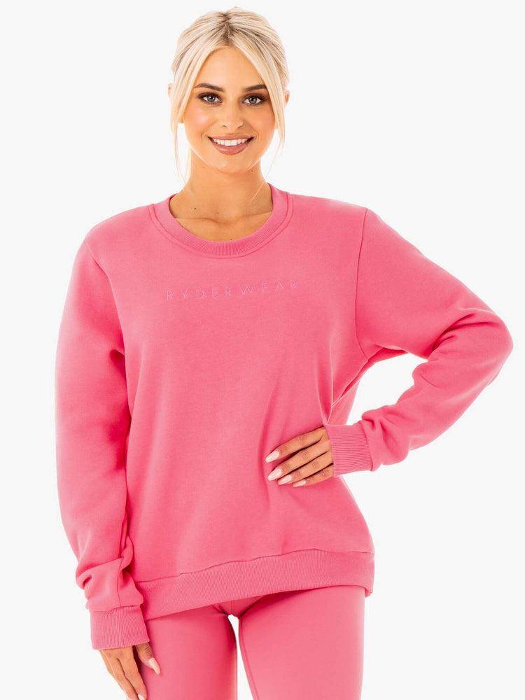 Swetry Damskie Ryderwear Women Sweaters Motion Oversized Różowe | PL1542AP