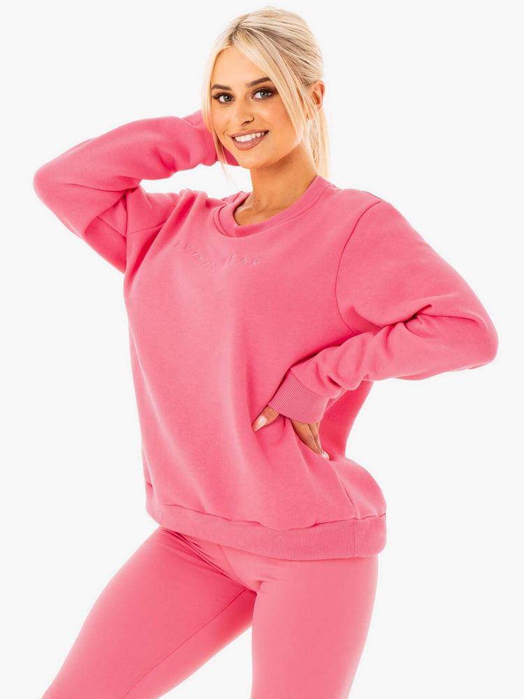 Swetry Damskie Ryderwear Women Sweaters Motion Oversized Różowe | PL1542AP