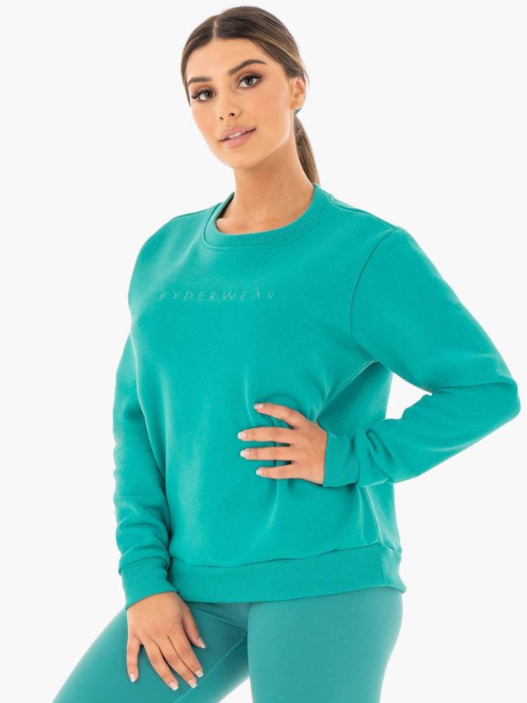 Swetry Damskie Ryderwear Women Sweaters Motion Oversized Turkusowe | PL1543SO