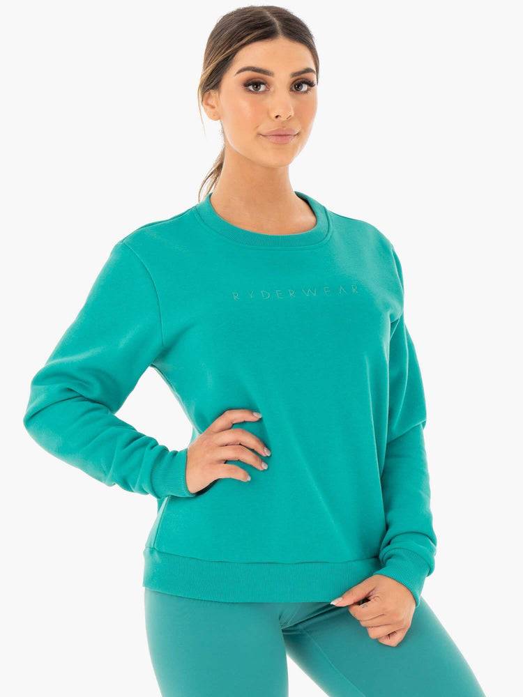 Swetry Damskie Ryderwear Women Sweaters Motion Oversized Turkusowe | PL1543SO