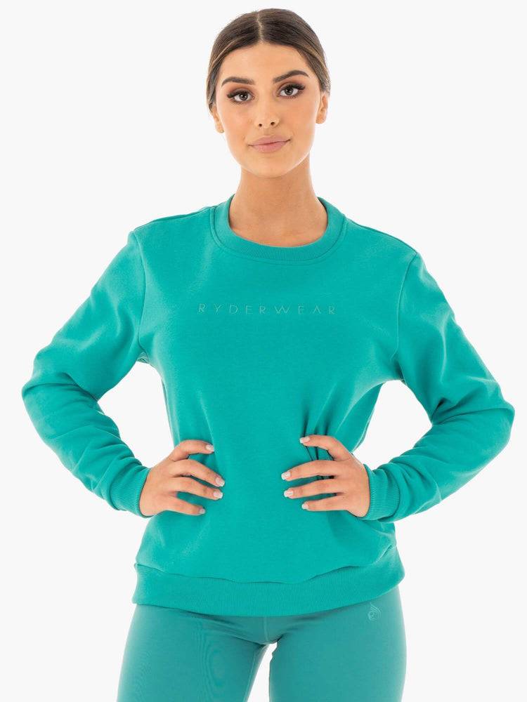 Swetry Damskie Ryderwear Women Sweaters Motion Oversized Turkusowe | PL1543SO