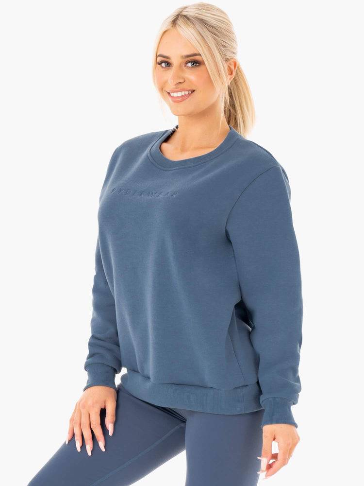 Swetry Damskie Ryderwear Women Sweaters Motion Oversized Szare Niebieskie | PL1544DN