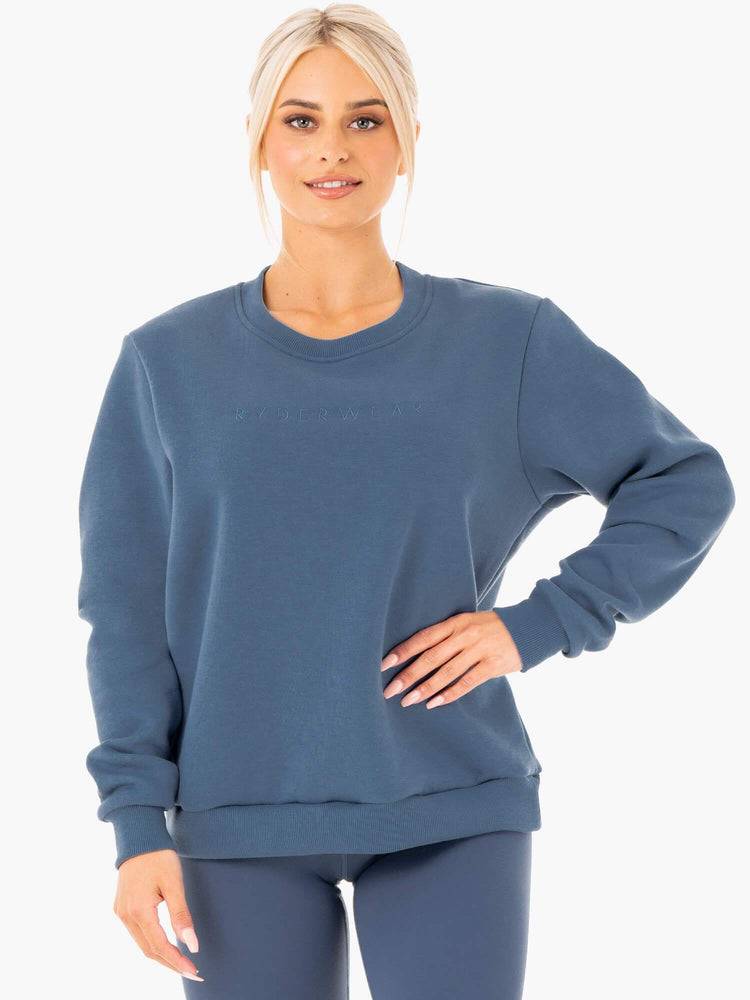 Swetry Damskie Ryderwear Women Sweaters Motion Oversized Szare Niebieskie | PL1544DN