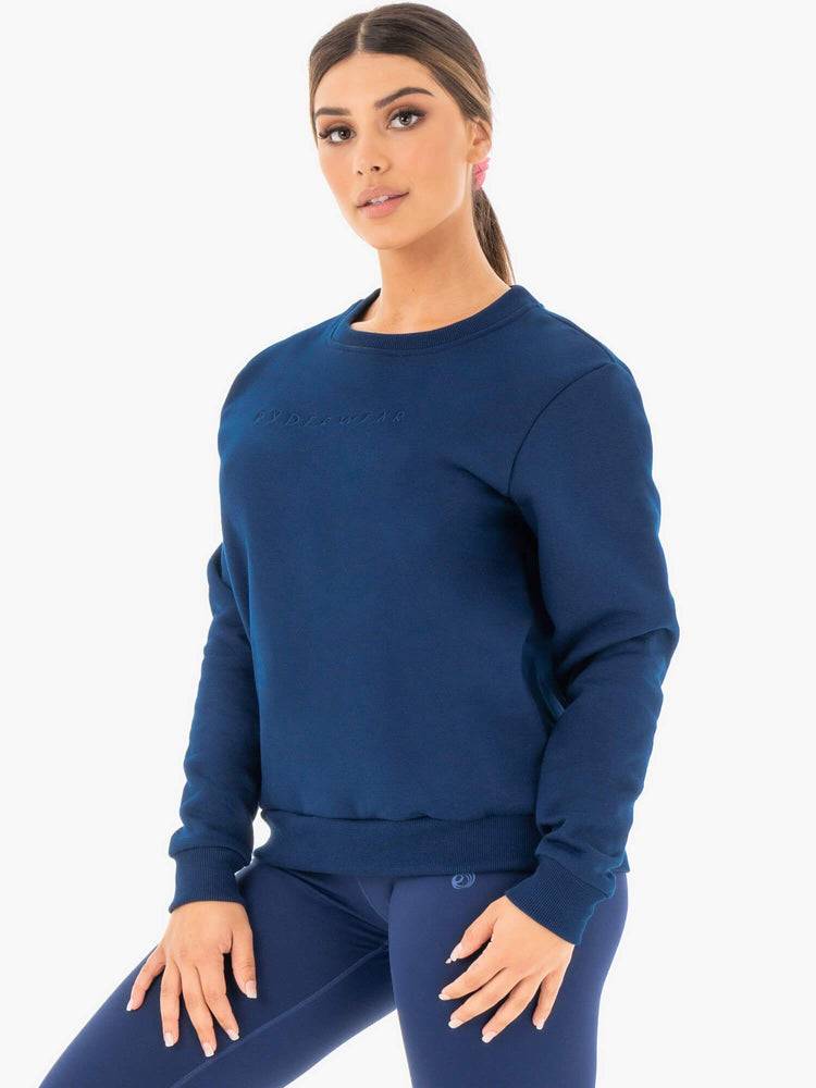 Swetry Damskie Ryderwear Women Sweaters Motion Oversized Granatowe | PL1545FM