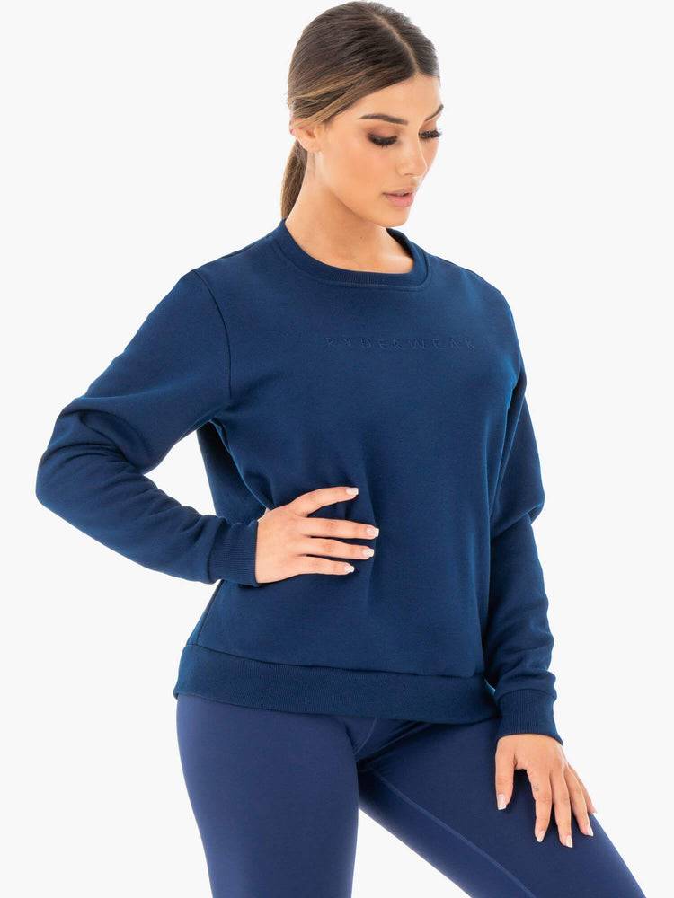 Swetry Damskie Ryderwear Women Sweaters Motion Oversized Granatowe | PL1545FM