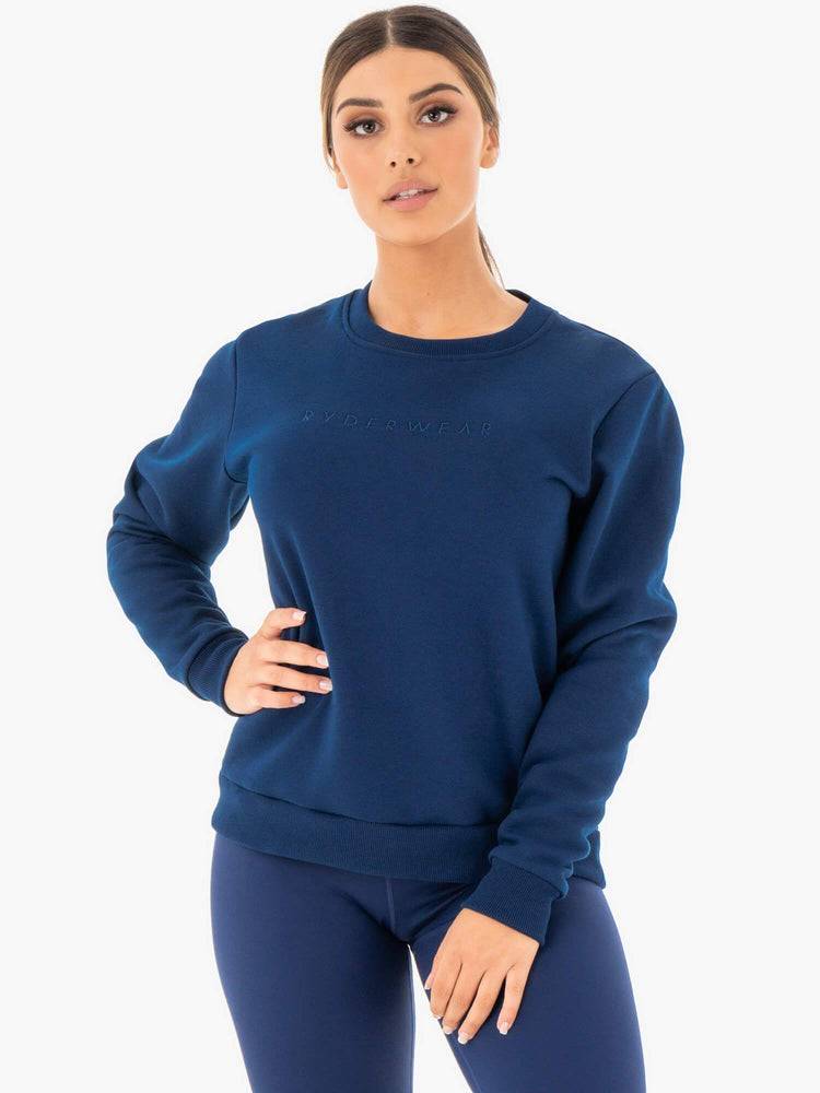 Swetry Damskie Ryderwear Women Sweaters Motion Oversized Granatowe | PL1545FM