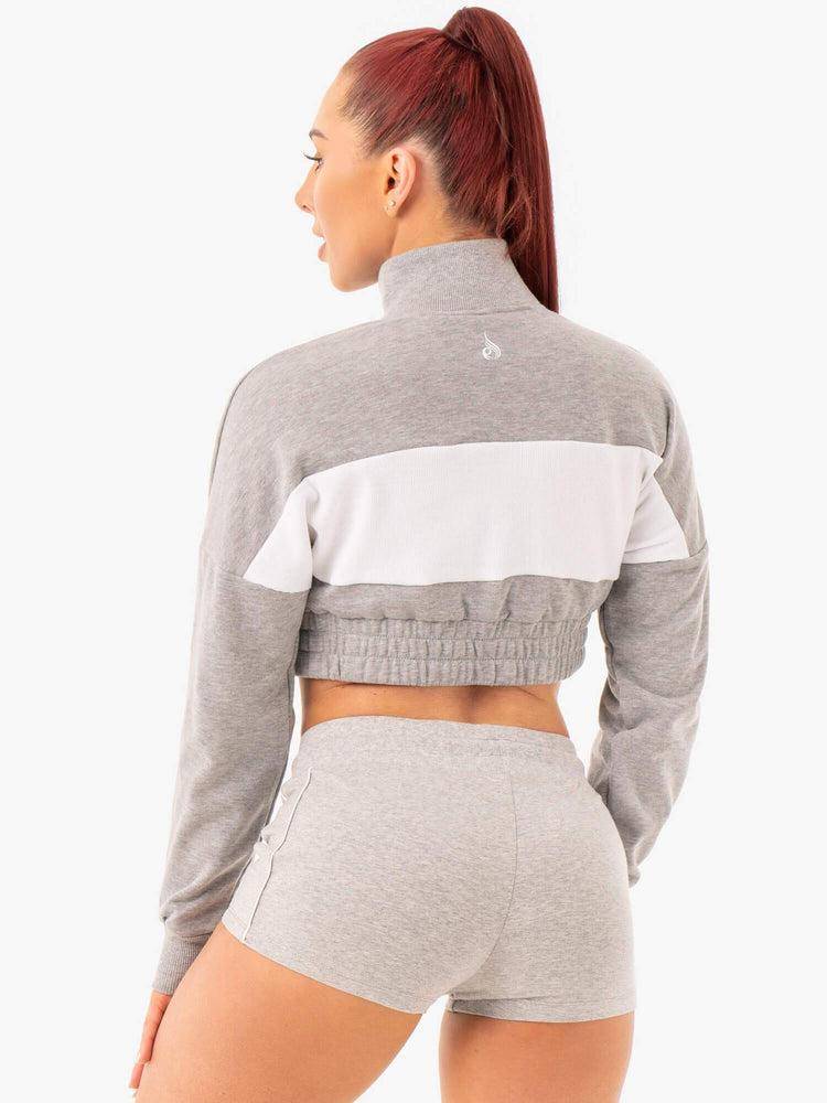 Swetry Damskie Ryderwear Women Sweaters Cropped Track Jumper Szare | PL1548JJ