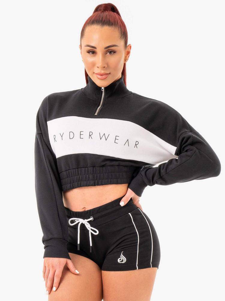 Swetry Damskie Ryderwear Women Sweaters Cropped Track Jumper Czarne | PL1549KI