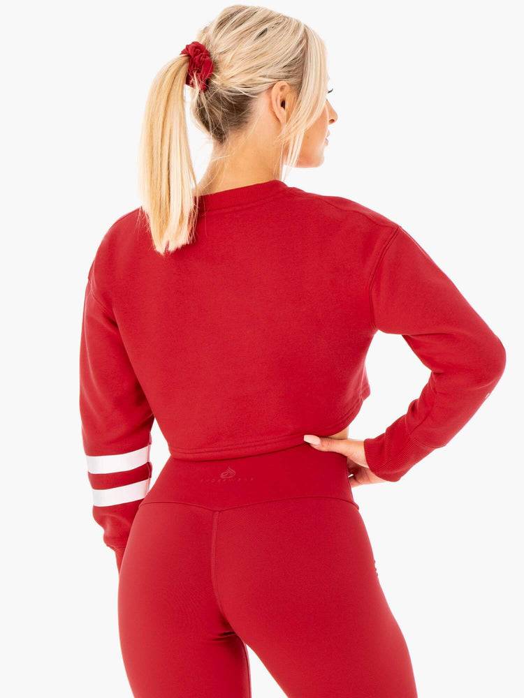 Swetry Damskie Ryderwear Women Sweaters Motion Cropped Czerwone | PL1550LH