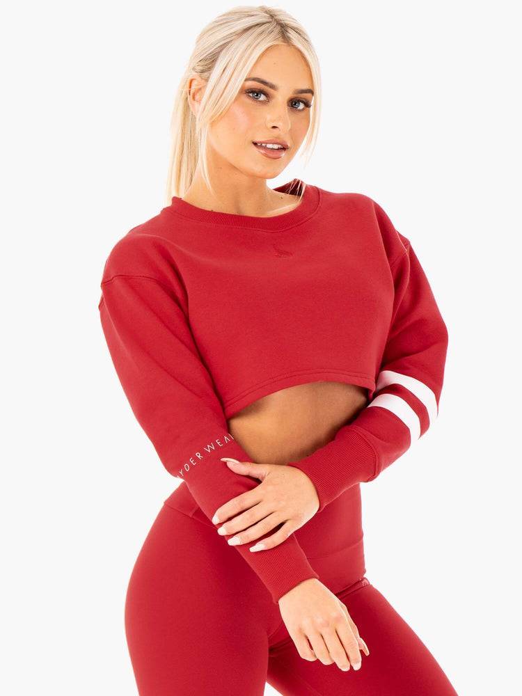 Swetry Damskie Ryderwear Women Sweaters Motion Cropped Czerwone | PL1550LH