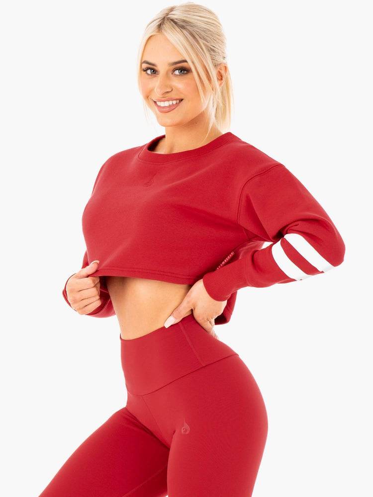 Swetry Damskie Ryderwear Women Sweaters Motion Cropped Czerwone | PL1550LH