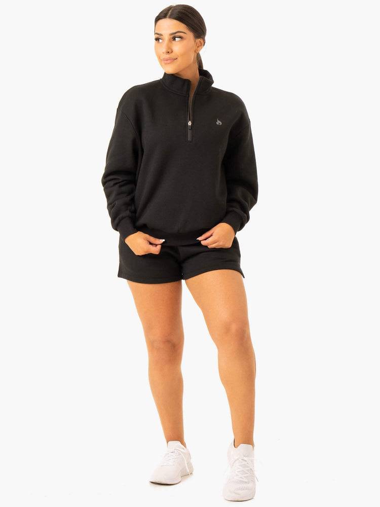 Swetry Damskie Ryderwear Women Sweaters Restore Half Zip Czarne | PL1551ZG