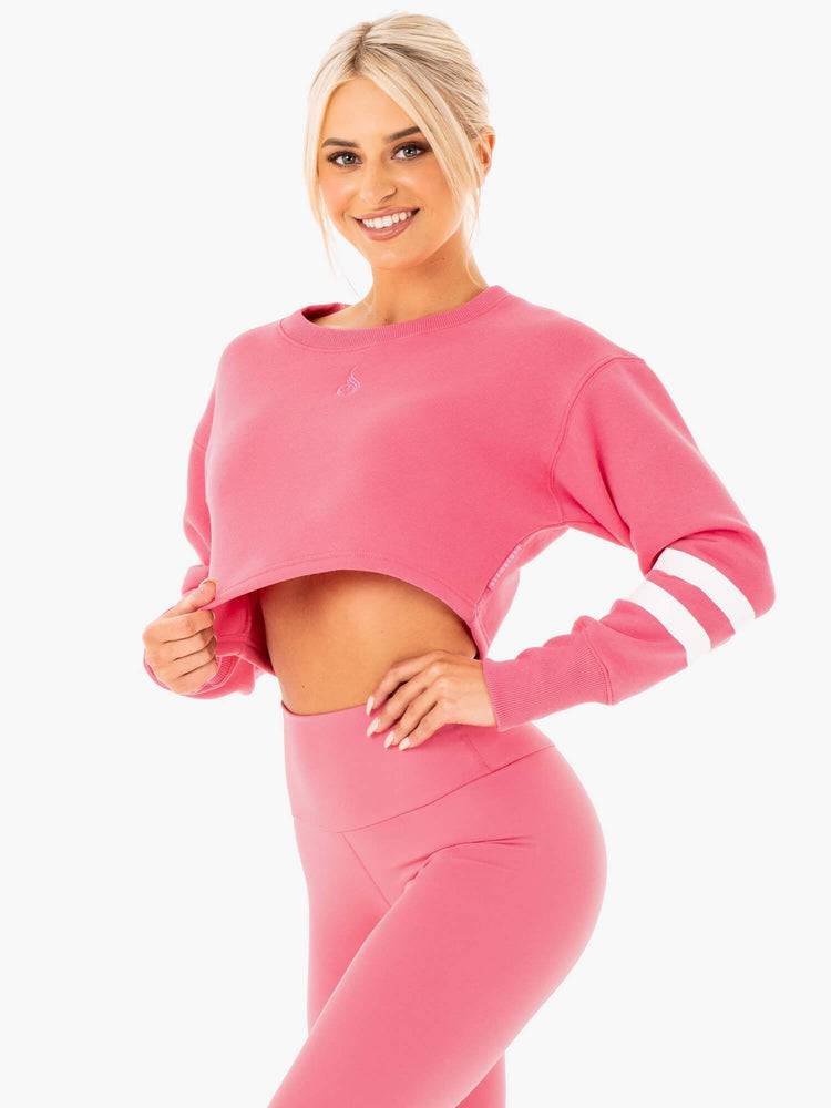 Swetry Damskie Ryderwear Women Sweaters Motion Cropped Różowe | PL1553CE