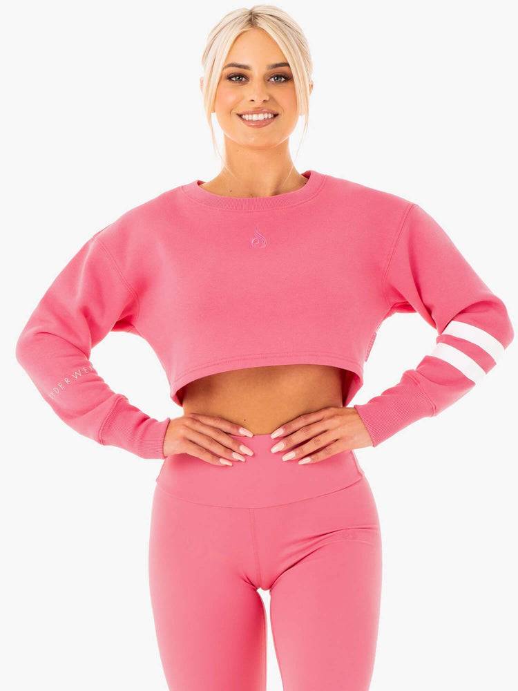 Swetry Damskie Ryderwear Women Sweaters Motion Cropped Różowe | PL1553CE