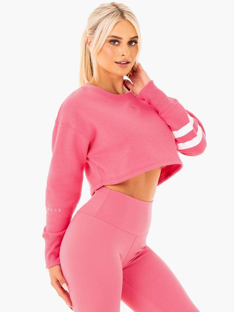 Swetry Damskie Ryderwear Women Sweaters Motion Cropped Różowe | PL1553CE