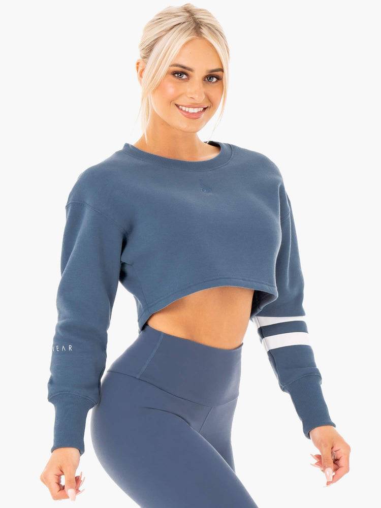 Swetry Damskie Ryderwear Women Sweaters Motion Cropped Szare Niebieskie | PL1554VD