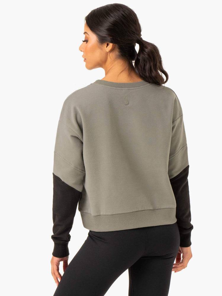 Swetry Damskie Ryderwear Women Sweaters Hybryd Pullover Jumper Khaki Czarne | PL1556NB