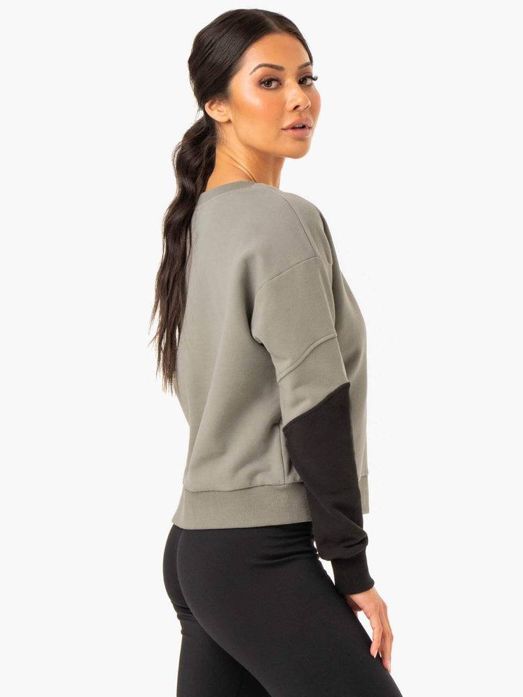 Swetry Damskie Ryderwear Women Sweaters Hybryd Pullover Jumper Khaki Czarne | PL1556NB