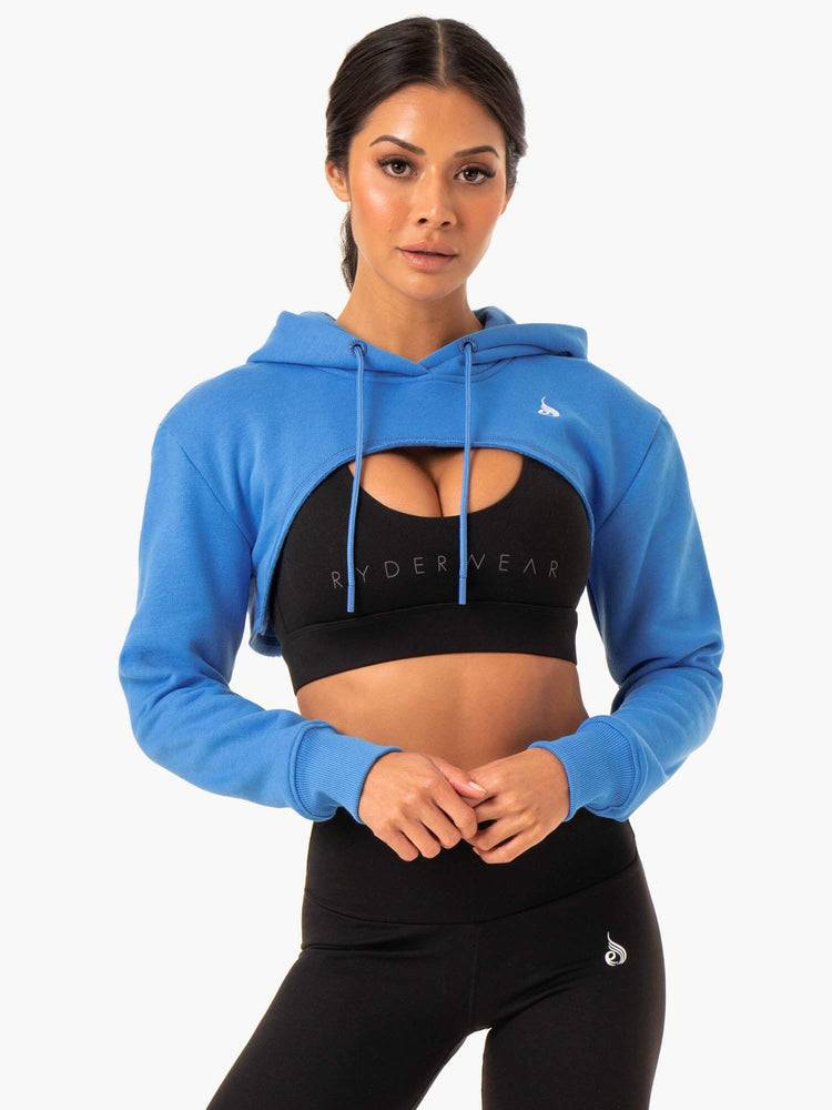 Swetry Damskie Ryderwear Women Sweaters Staples Super Crop Niebieskie | PL1557MA